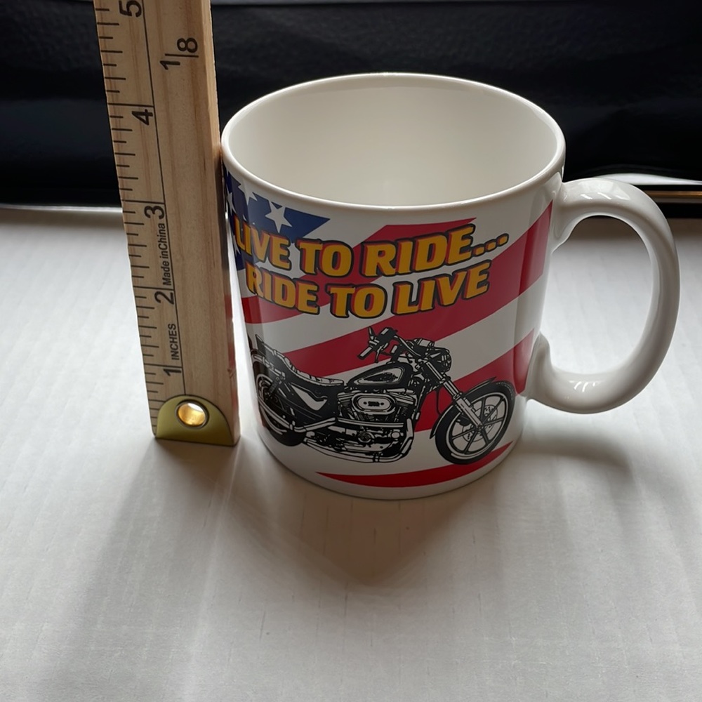Retro Harley Davidson Live to Ride, Ride to Live Ceramic Coffee Cup Biker Mug - Picture 8 of 9